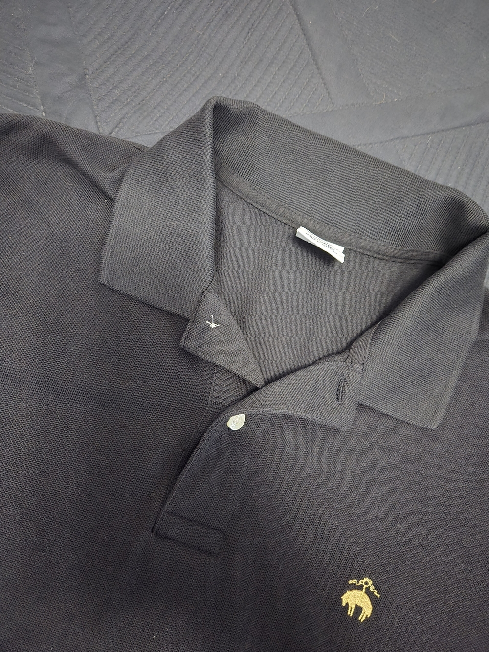 Brooks Brothers Black Polo with Gold Logo Size Xl #610